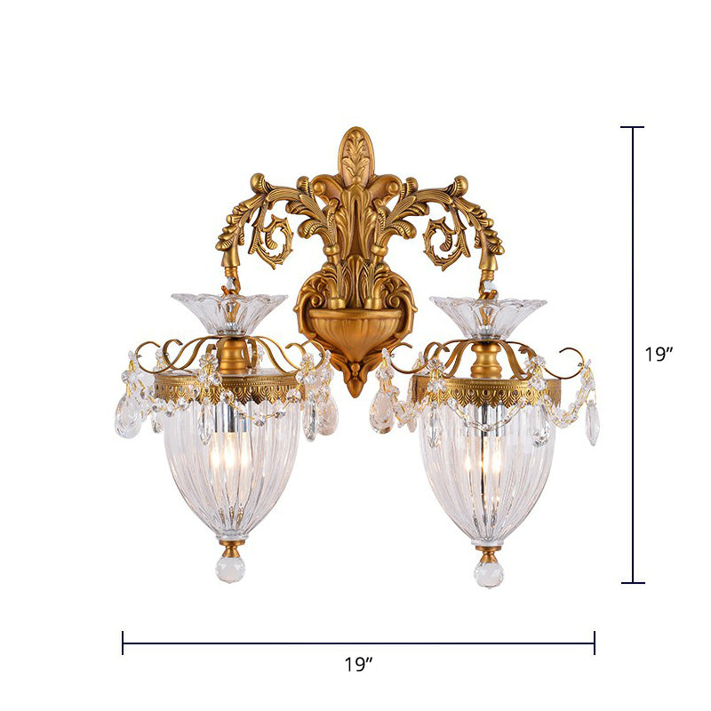 Finitura dorata Muratura Light Country francese Ribellino trasparente in vetro a campana a forma di parete per corridoio
