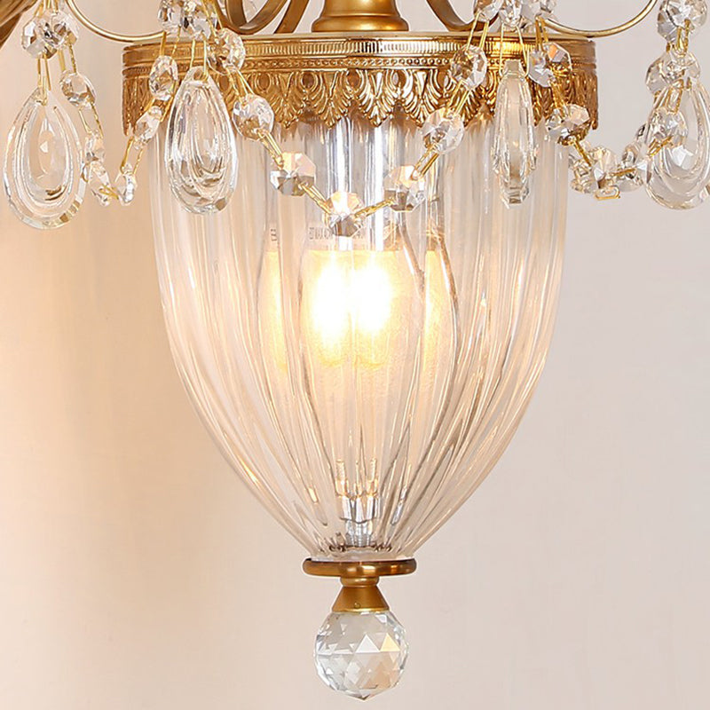 Finitura dorata Muratura Light Country francese Ribellino trasparente in vetro a campana a forma di parete per corridoio