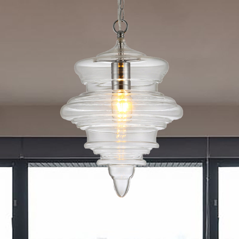 Spool contemporaneo/a sospensione Luce a sospensione Clear/Blu Fuffle Glass 1 Luce Luce a soffitto appeso