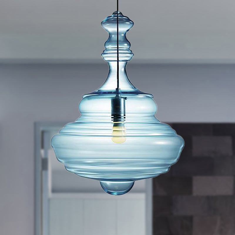 Spool contemporaneo/a sospensione Luce a sospensione Clear/Blu Fuffle Glass 1 Luce Luce a soffitto appeso