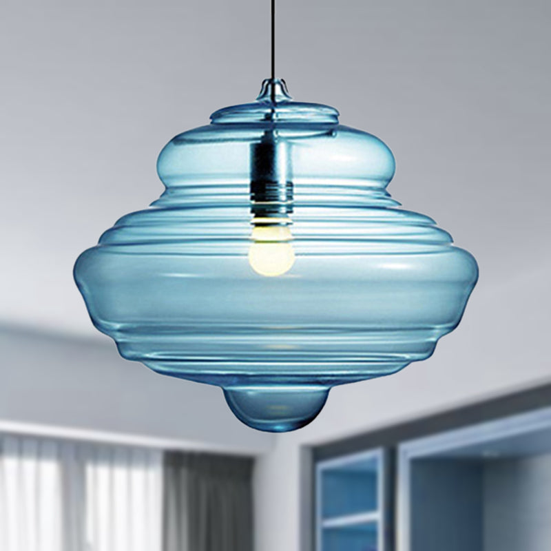 Spool contemporaneo/a sospensione Luce a sospensione Clear/Blu Fuffle Glass 1 Luce Luce a soffitto appeso