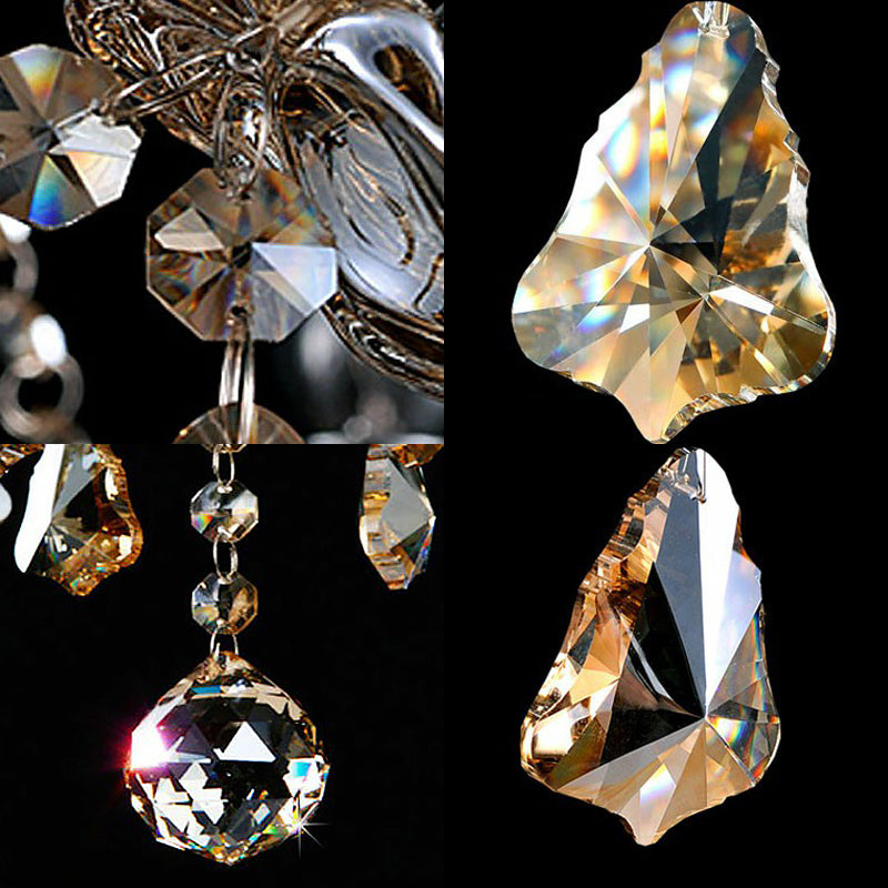 Candlestick Bedroom Suspension Lamp Traditional Cognac Glass Crystal Chandelier Light Fixture