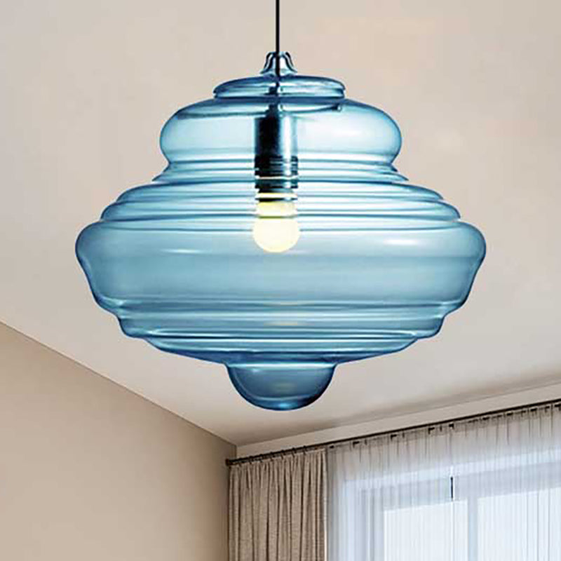 Spool contemporaneo/a sospensione Luce a sospensione Clear/Blu Fuffle Glass 1 Luce Luce a soffitto appeso