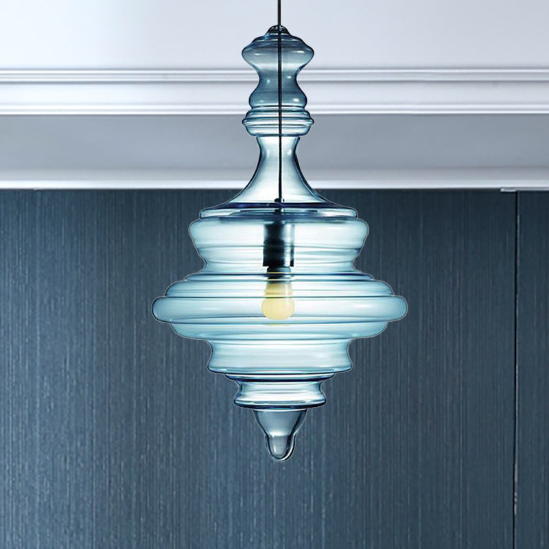 Spool contemporaneo/a sospensione Luce a sospensione Clear/Blu Fuffle Glass 1 Luce Luce a soffitto appeso