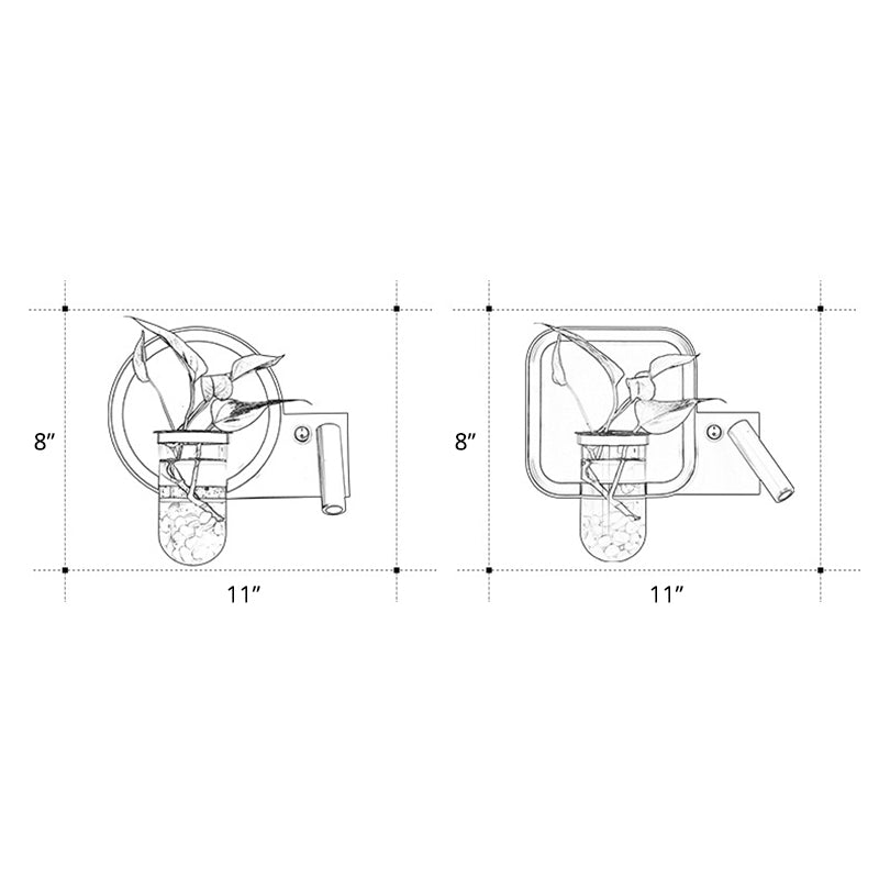 Dekorative Schleife geformte Wandleuchte Metall-LED-Wandleuchte mit Scheinwerfer und Pflanzentopf in Schwarzweiß