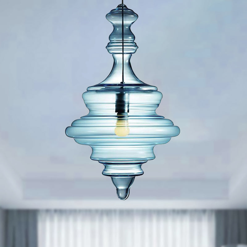 Spool contemporaneo/a sospensione Luce a sospensione Clear/Blu Fuffle Glass 1 Luce Luce a soffitto appeso
