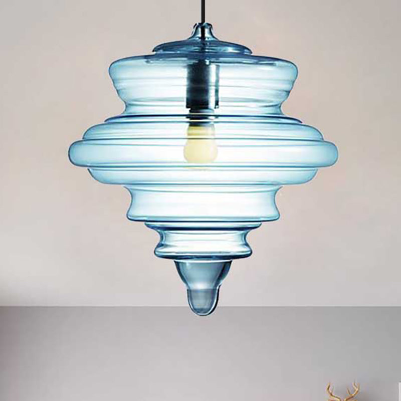 Spool contemporaneo/a sospensione Luce a sospensione Clear/Blu Fuffle Glass 1 Luce Luce a soffitto appeso