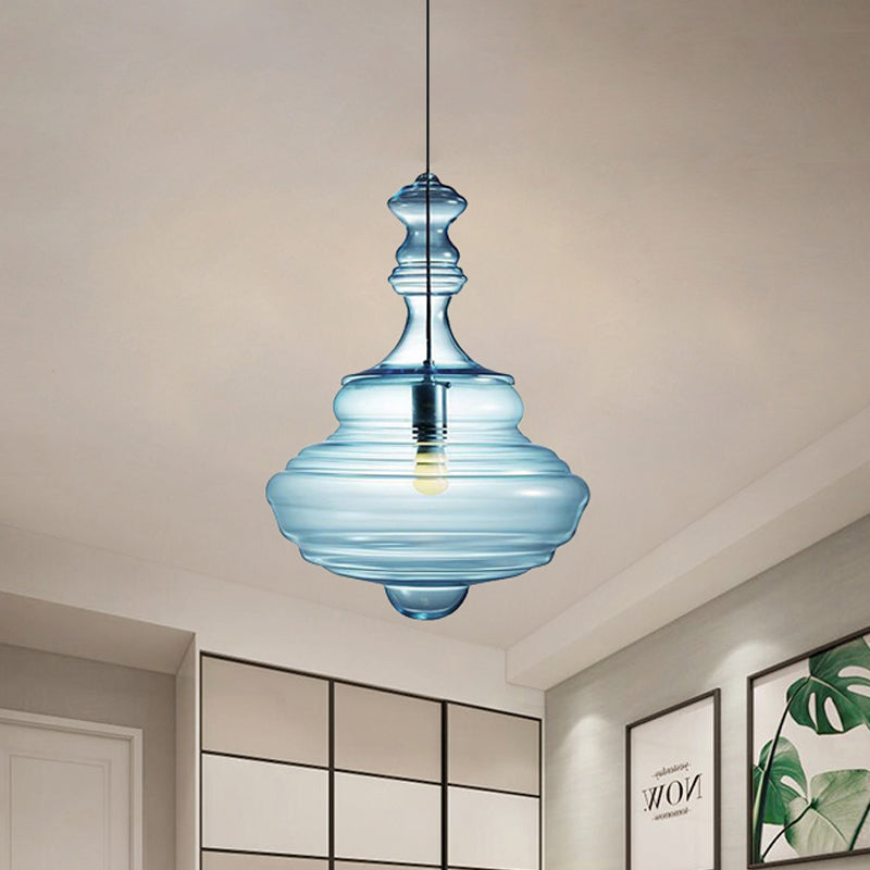 Spool contemporaneo/a sospensione Luce a sospensione Clear/Blu Fuffle Glass 1 Luce Luce a soffitto appeso