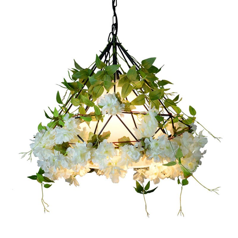 Cage de diamant à une seule bulbe kit léger de la lumière industrielle Pendant le plafond en fer avec une plante décorative