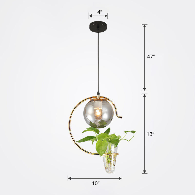 Ball Restaurant Hanging Light Loft Glas 1-Licht-Pendellicht mit Kegelpflanzenbehälter