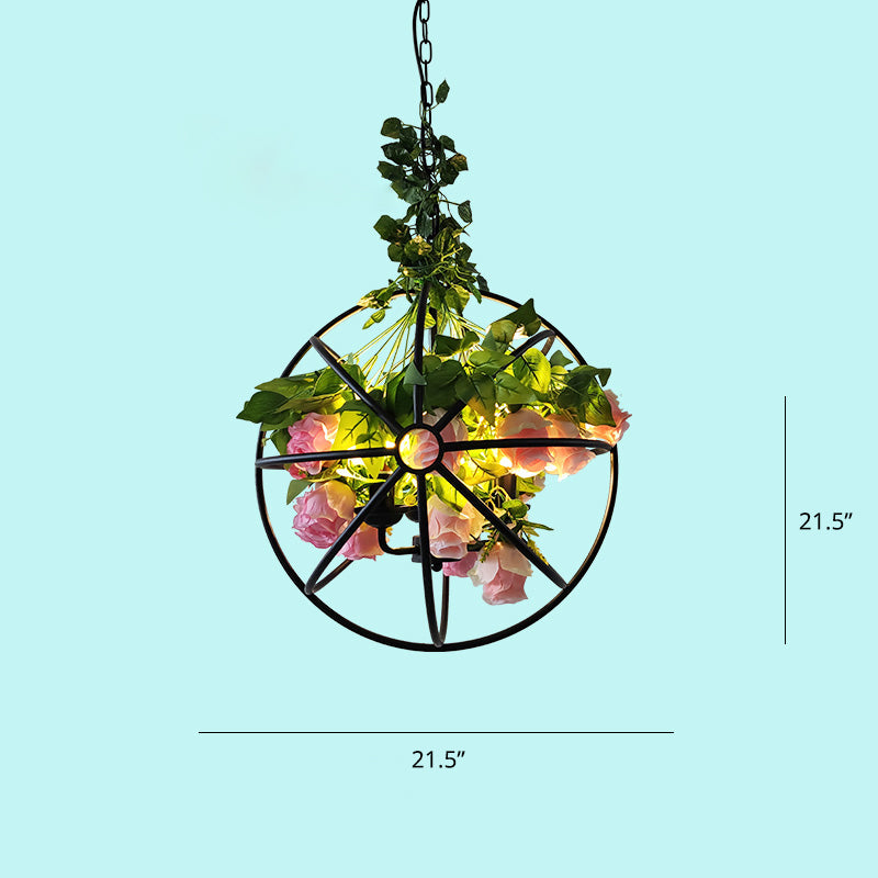 Artificial Plant Restaurant Chandelier Industrial Style Metal Suspension Lighting