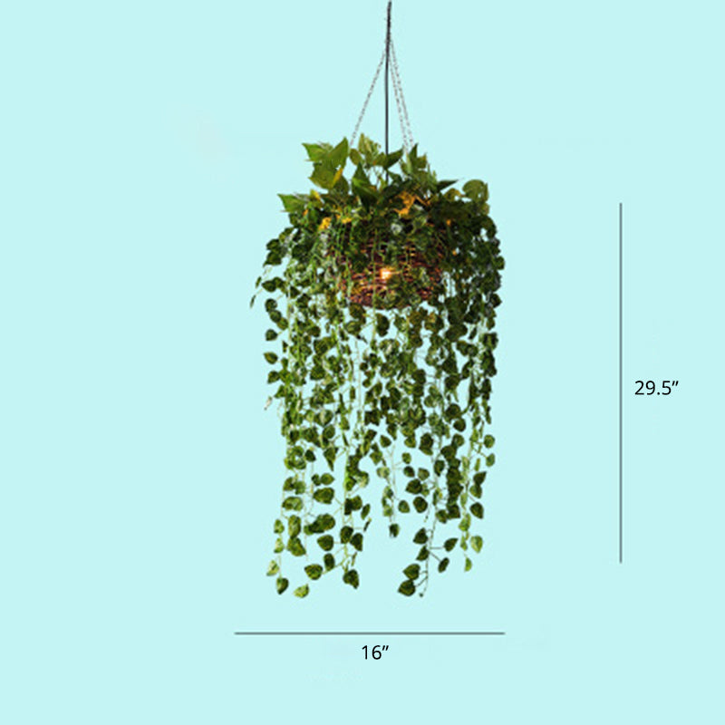 Artificial Plant Restaurant Chandelier Industrial Style Metal Suspension Lighting