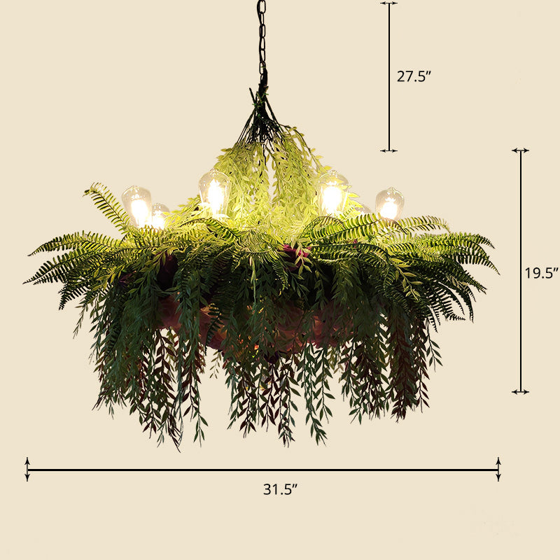 Kroonluchter lamp Industrial Cage Iron Pendant Light armatuur met faux plantendecoratie