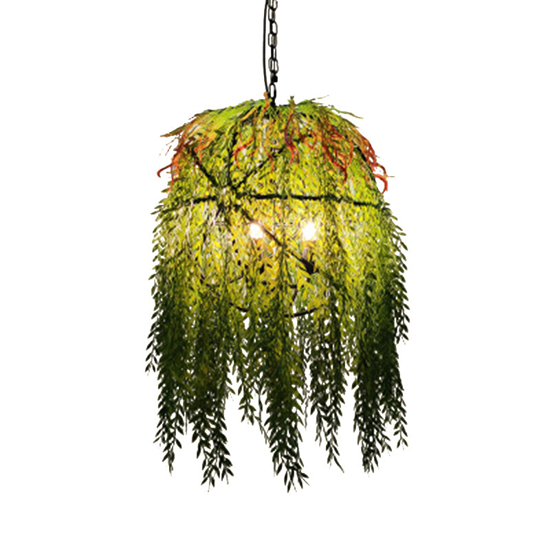 Candle Metal Pendant Chandelier Rustic Restaurant Ceiling Hang Light with Plant Decorations