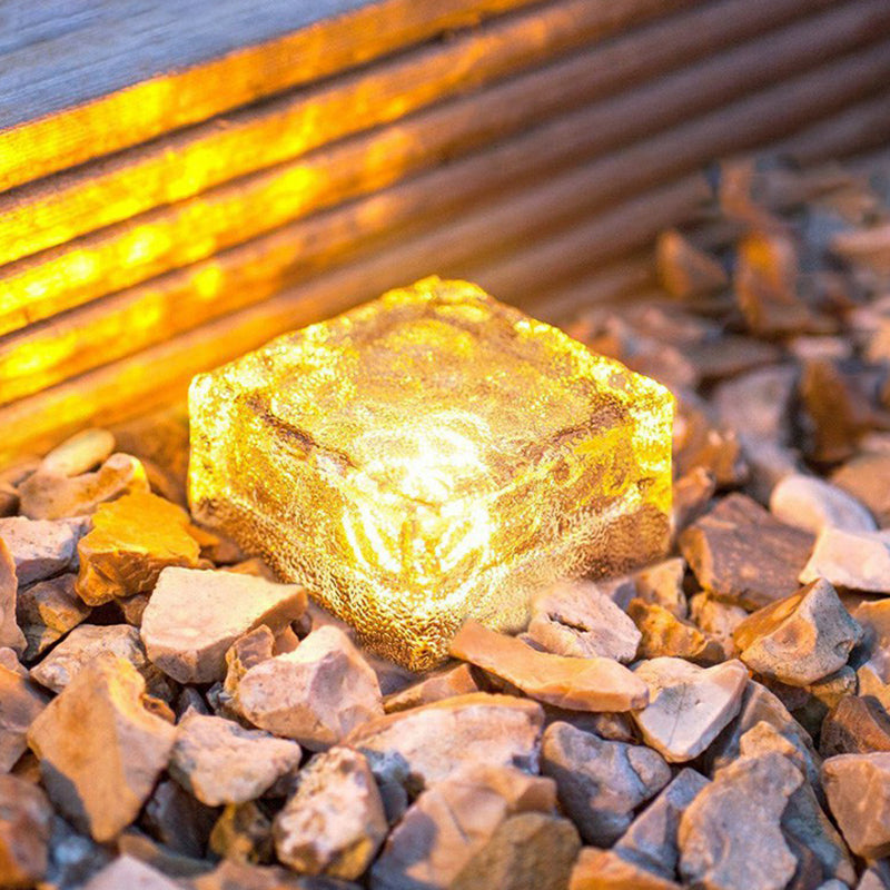 Square Clear Glass Solar Ground Lighting Minimalistic LED Path Light for Courtyard