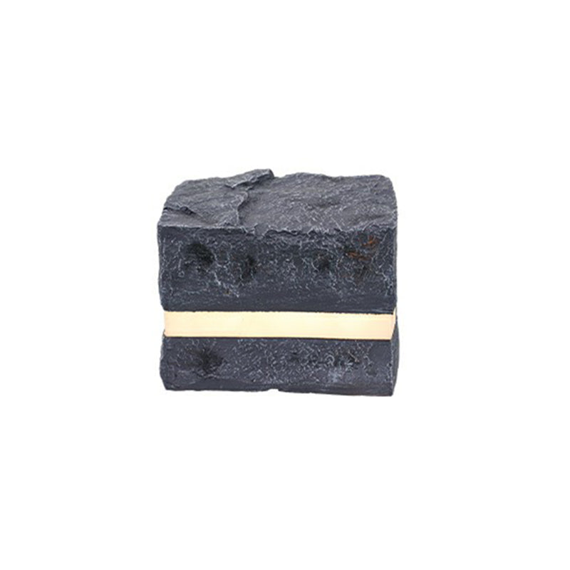 Grey Stone Shaped Ground Lamp Modernist Resin LED Lawn Lighting for Garden Pathway