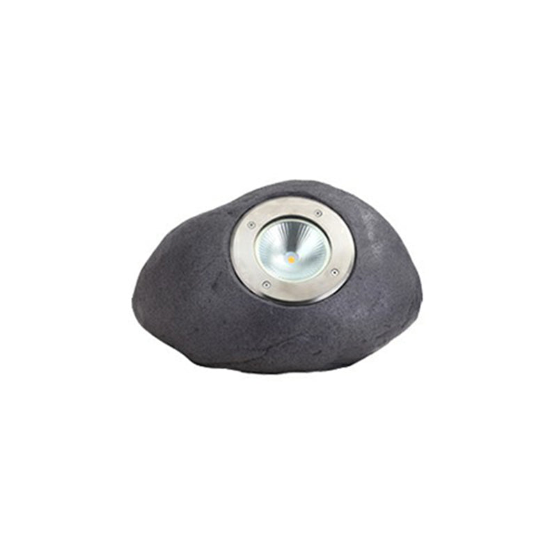 Grey Stone Shaped Ground Lamp Modernist Resin LED Lawn Lighting for Garden Pathway