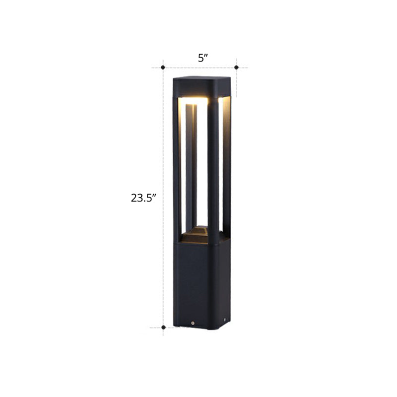 Cuboid Garden Solar Pathway Lamp Metallic Modernism LED Landscape Light in Black