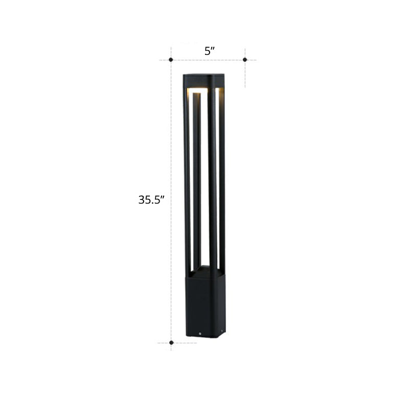 Cuboid Garden Solar Pathway Lamp Metallic Modernism LED Landscape Light in Black