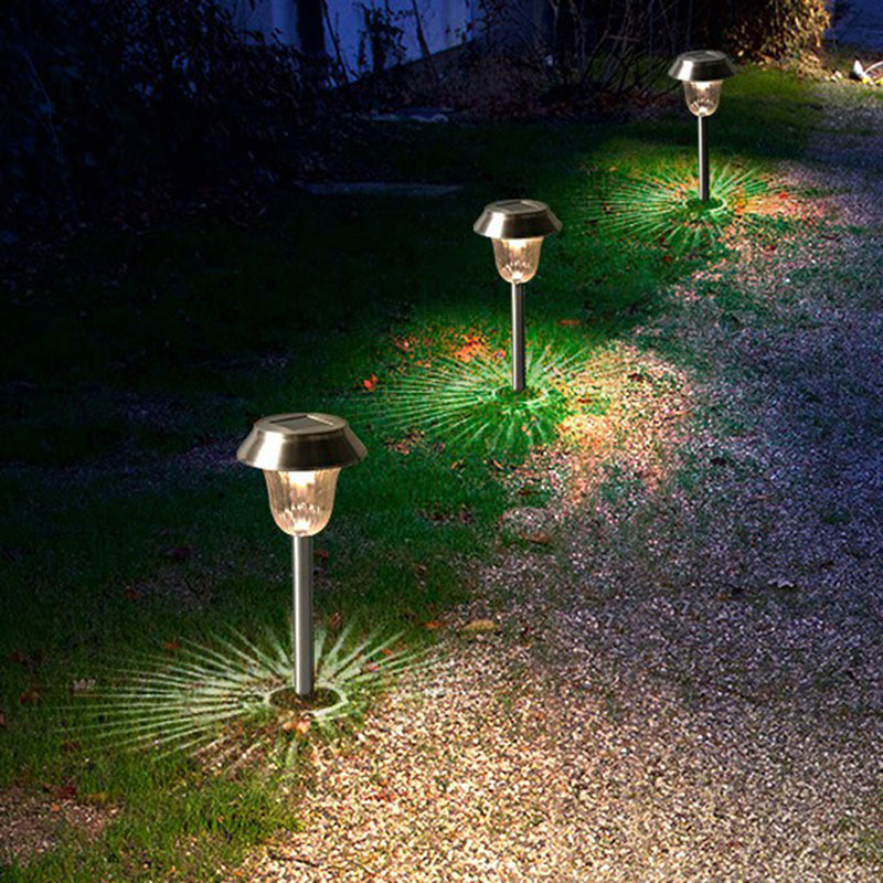 Silver Bell LED Ground Light Minimalism Plastic Solar Stake Lighting for Courtyard