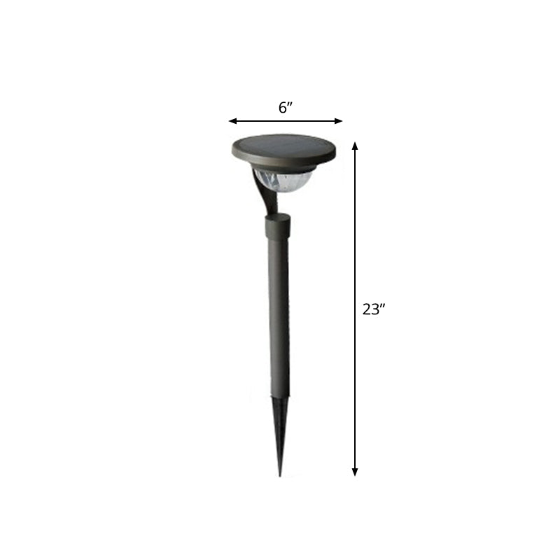 Garden Pond LED Pathway Light Simple Dark Grey Solar Stake Light with Bowl Plastic Shade