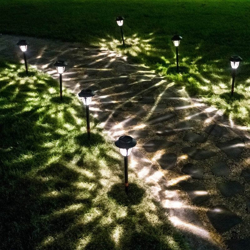 Clear Beveled Glass Bell Landscape Lamp Vintage Coffee LED Stake Lighting for Patio