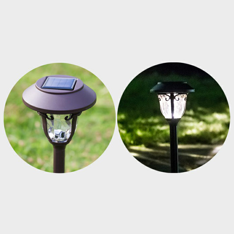Clear Beveled Glass Bell Landscape Lamp Vintage Coffee LED Stake Lighting for Patio