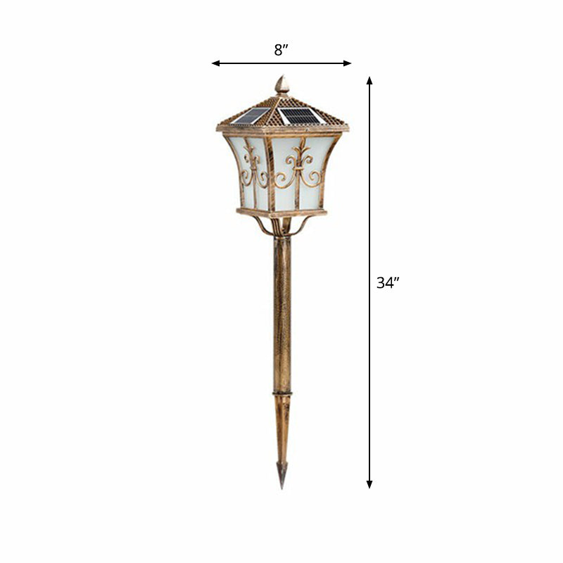 Pagoda Outdoor Solar Stake Lamp Retro White Glass LED Landscape Lighting for Decoration