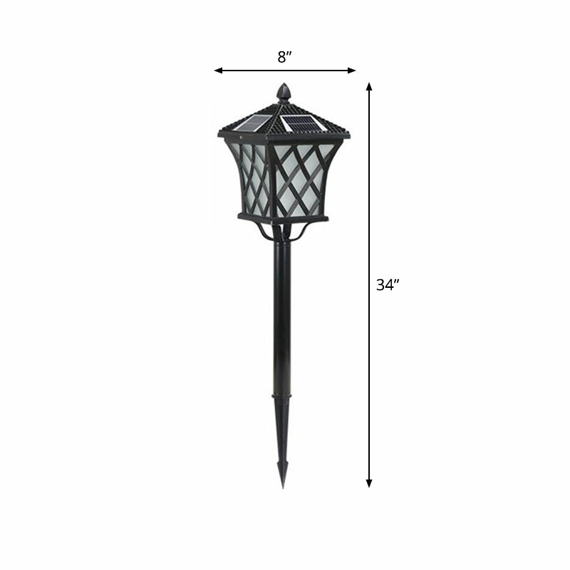 Pagoda Outdoor Solar Stake Lamp Retro White Glass LED Landscape Lighting for Decoration