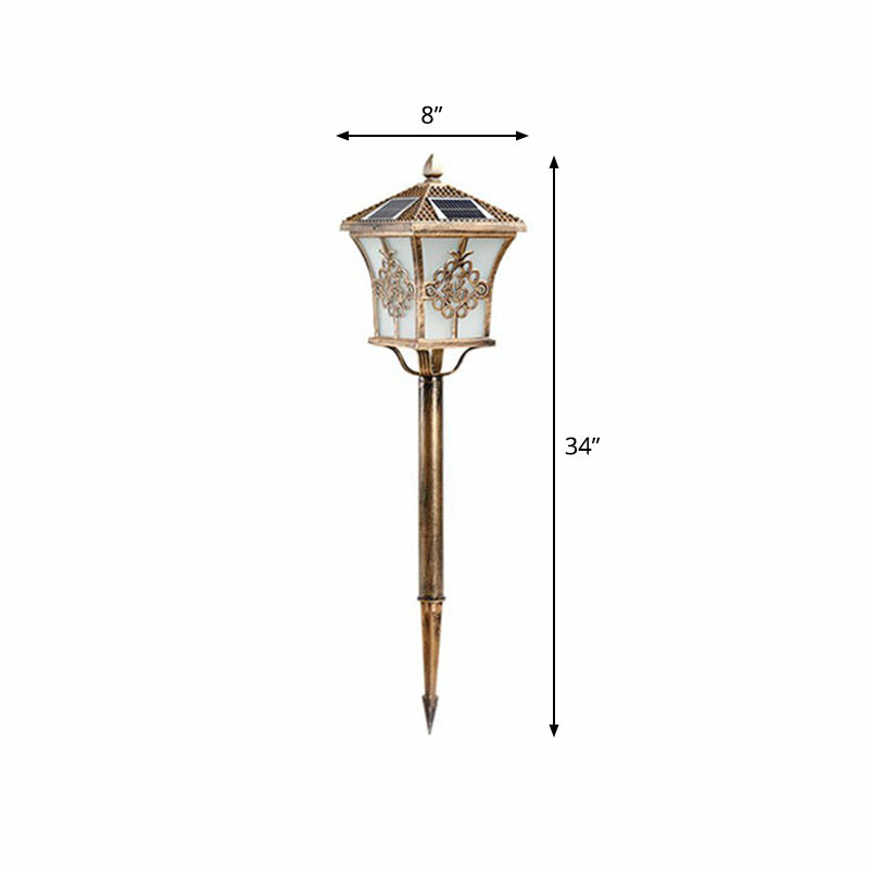 Pagoda Outdoor Solar Stake Lamp Retro White Glass LED Landscape Lighting for Decoration