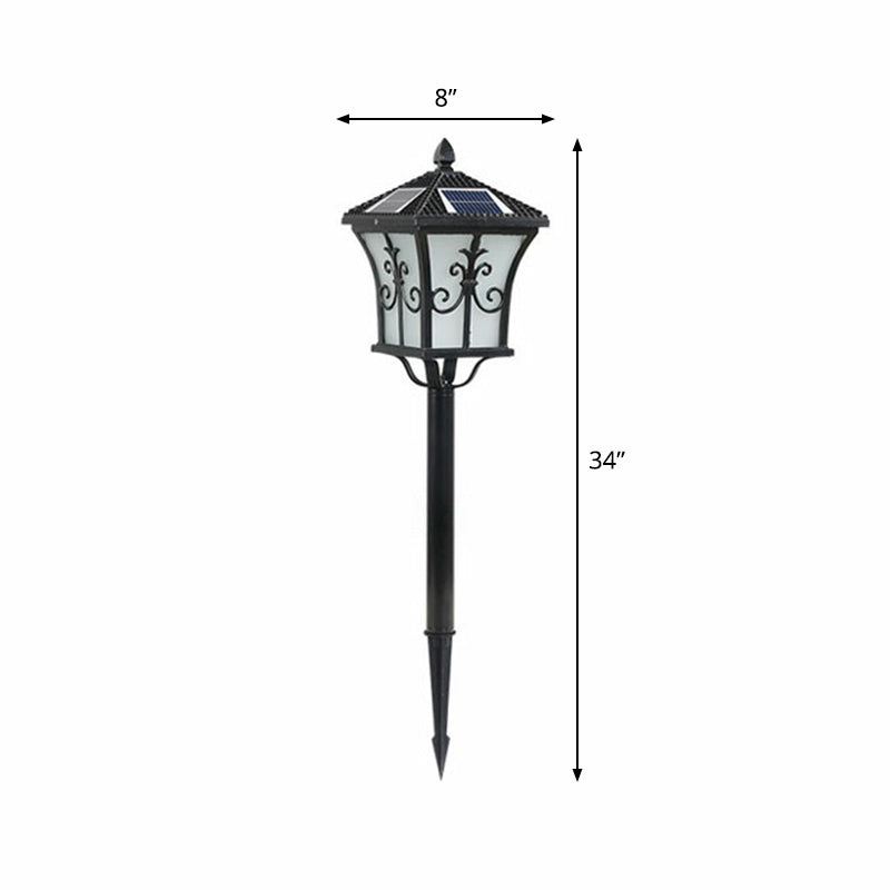 Pagoda Outdoor Solar Stake Lamp Retro White Glass LED Landscape Lighting for Decoration