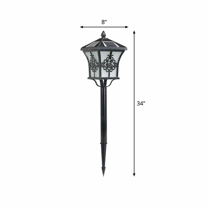 Pagoda Outdoor Solar Stake Lamp Retro White Glass LED Landscape Lighting for Decoration