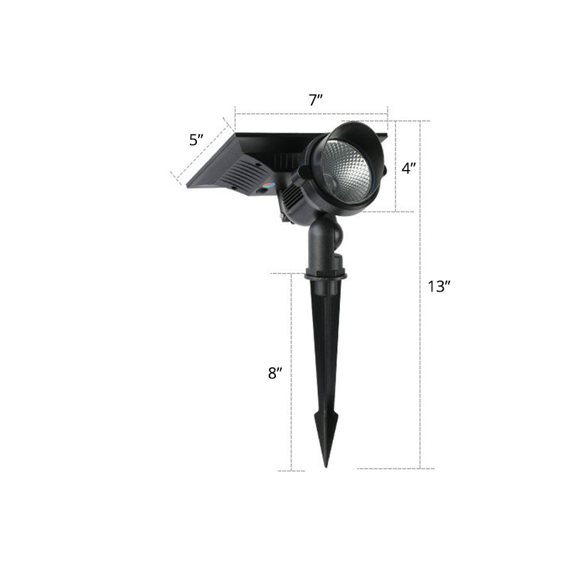 Modern Swivel Shade Solar Stake Light Aluminum Garden LED Ground Spotlight in Black