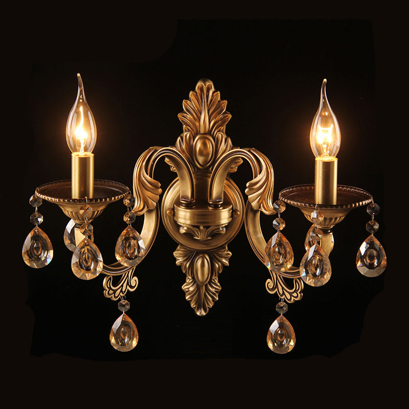 Metalen kandelaar wand gemonteerd licht vintage 2-kop slaapkamer sconce armatuur in brons