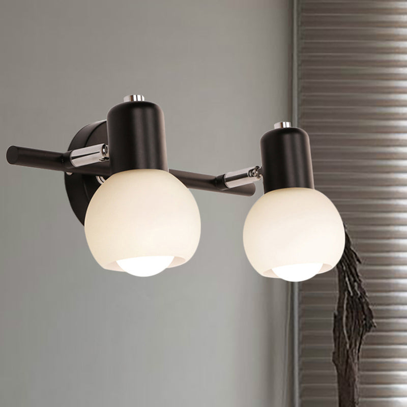 Globe Living Vanity Sconce Light Metal and Milk Glass 2/3 Lights Contemporary Wall Lightture en noir