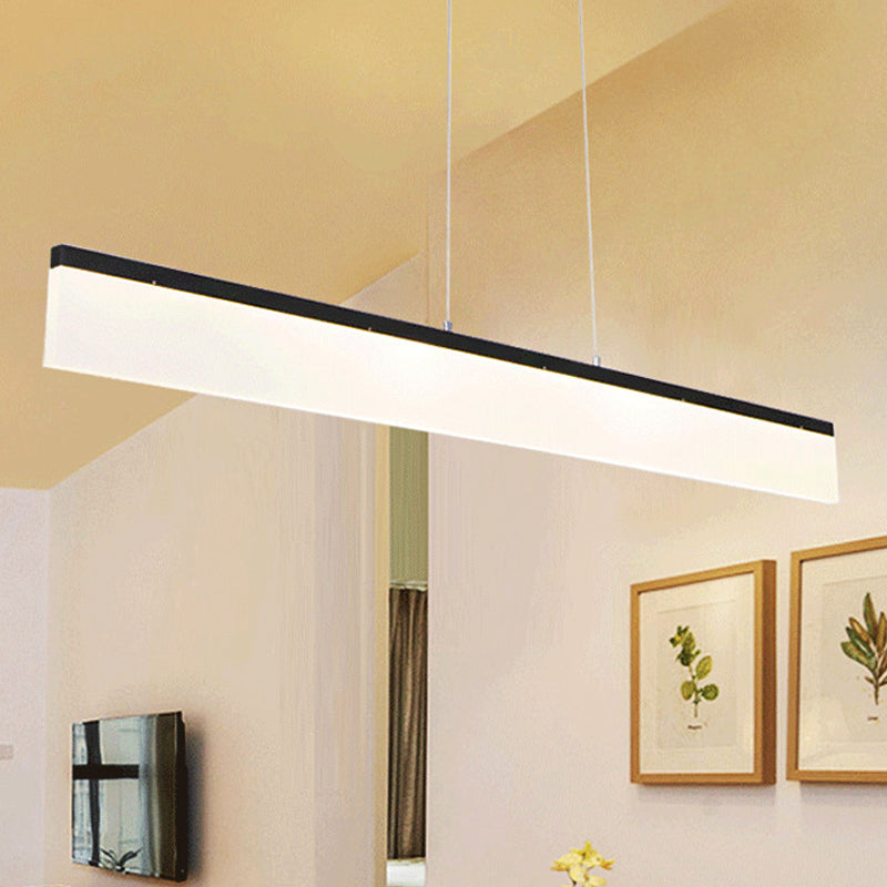 LED Office Pendant Light with Linear Acrylic Shade Black/Gold Ceiling Lamp over Table in Warm/White/Natural Light, 39"/47" Wide