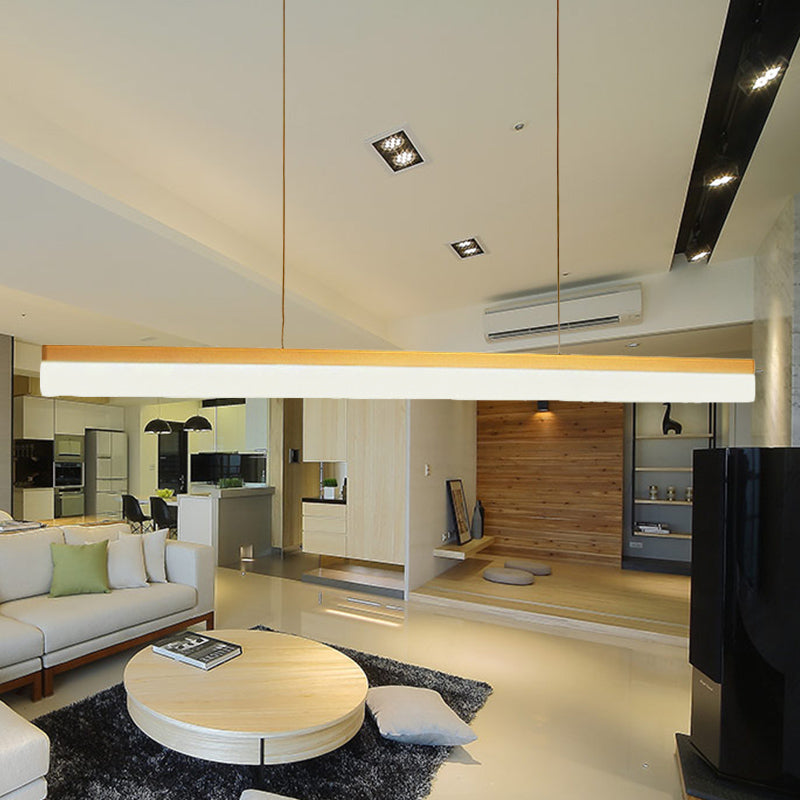 LED Office Pendant Light with Linear Acrylic Shade Black/Gold Ceiling Lamp over Table in Warm/White/Natural Light, 39"/47" Wide