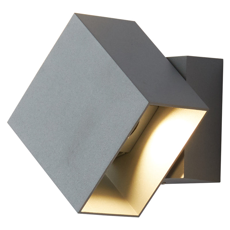 Cuboid op en neer LED Wall SCONCE Hedendaags metalen zwart/grijs/witte buitenwandbevestiging Licht met verstelbare hoek