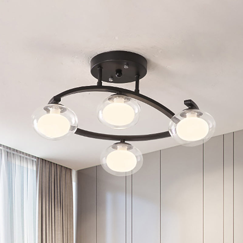 Mont semi-plafond du bras Twist avec une teinte ovale lampe au plafond en métal contemporain pour le café