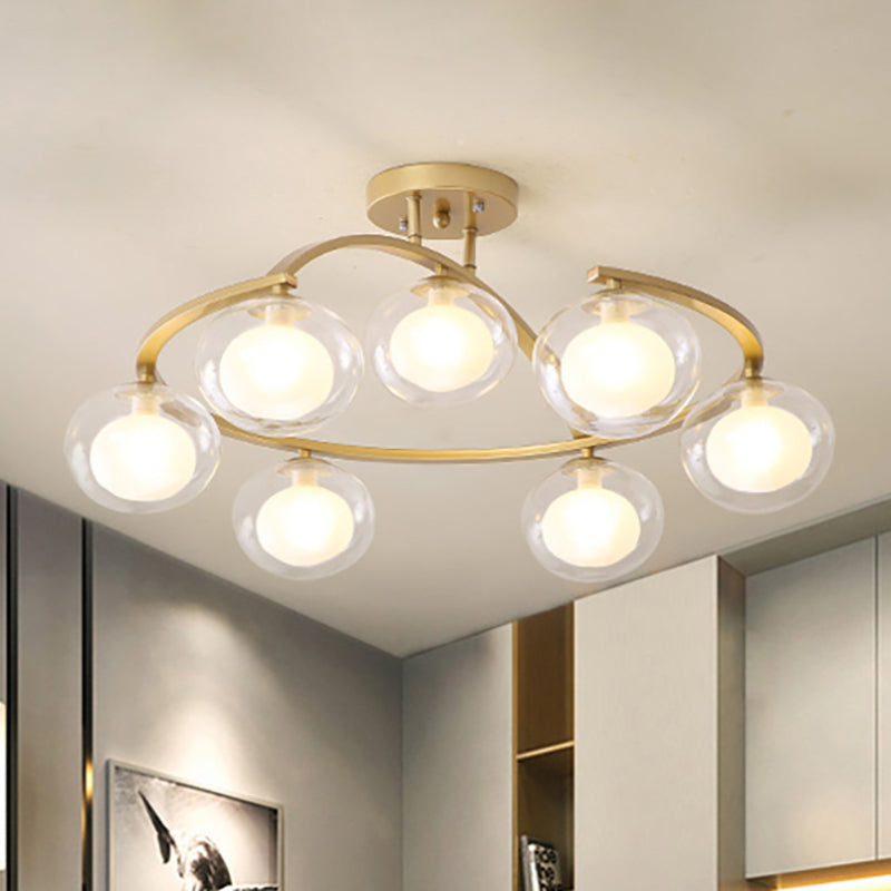 Mont semi-plafond du bras Twist avec une teinte ovale lampe au plafond en métal contemporain pour le café