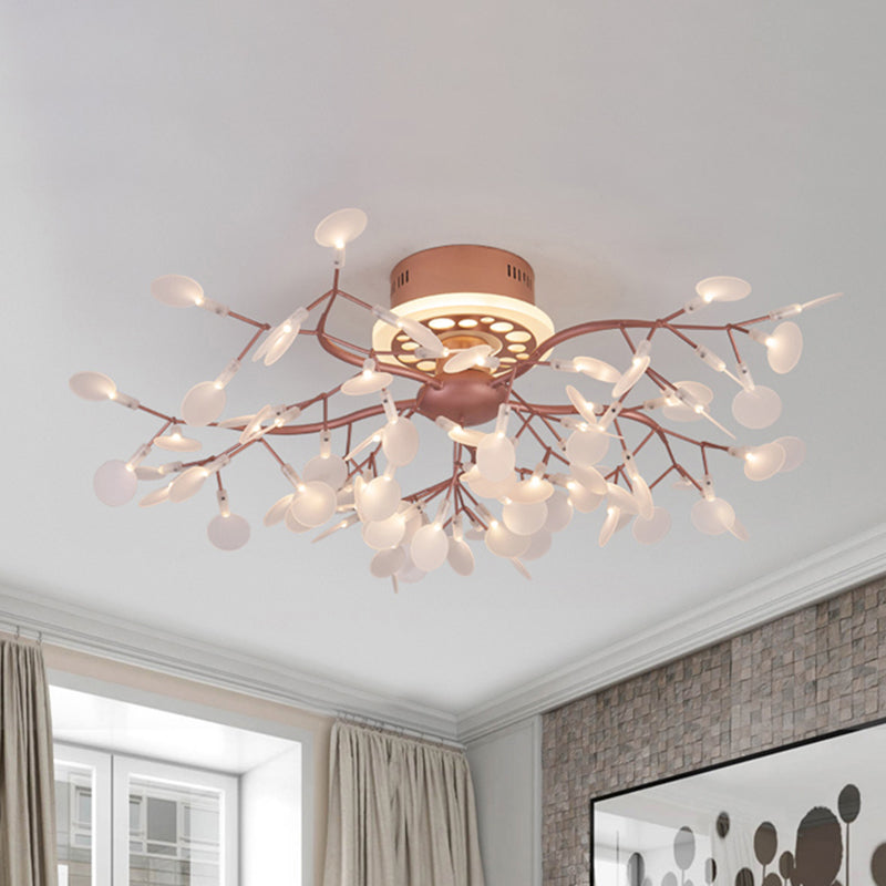 Metallic Branch Deckenlampe Esszimmer Multi-Head atemberaubende Halbblöcke Deckenleuchte in Roségold