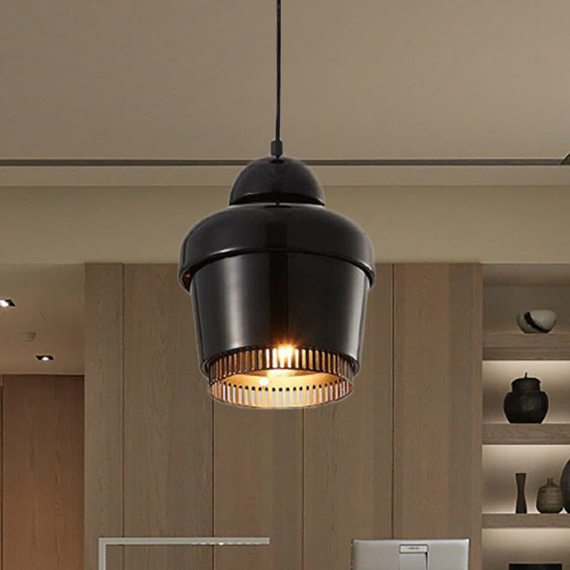 Luz de techo colgante de frasco negro/blanco/cromo moderno 1 luz colgante colgante de hierro ligero