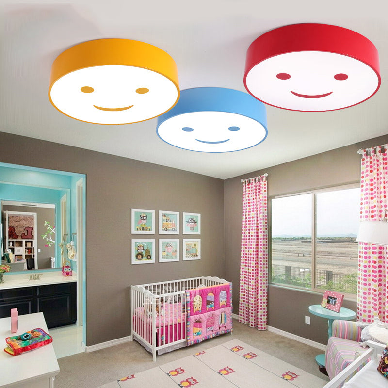 Baby Bedroom Round Flush Mount Light with Smiling Face Acrylic Kids LED Ceiling Lamp