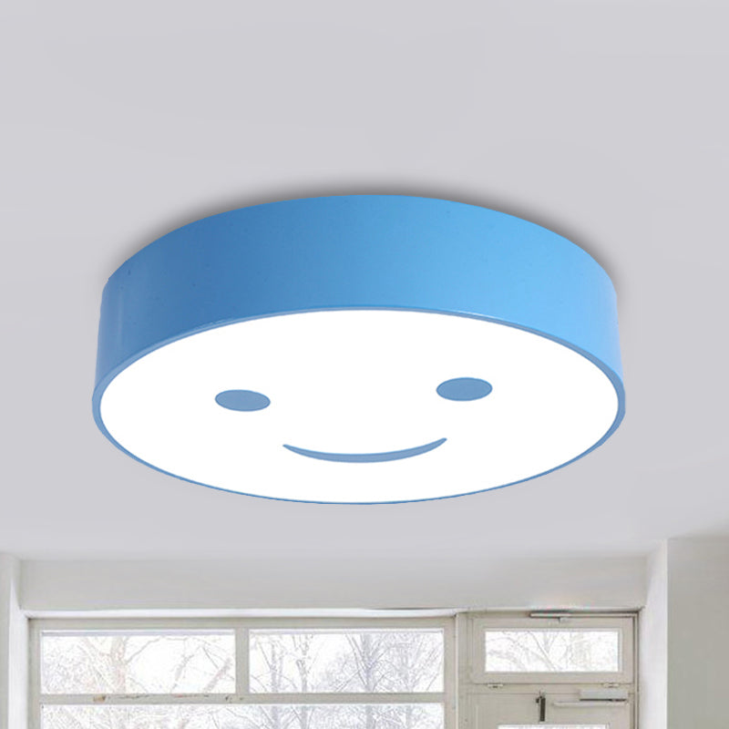 Baby Bedroom Round Flush Mount Light with Smiling Face Acrylic Kids LED Ceiling Lamp