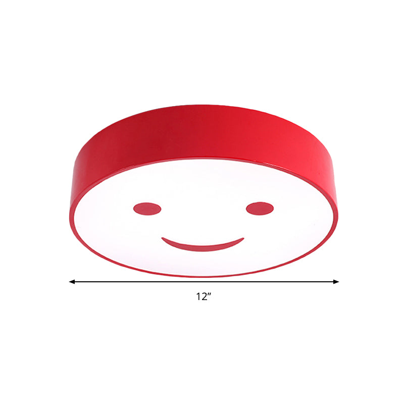 Baby Bedroom Round Flush Mount Light with Smiling Face Acrylic Kids LED Ceiling Lamp