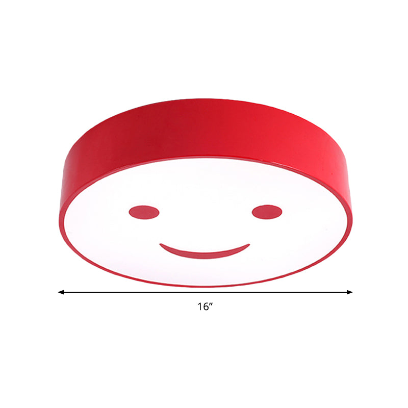 Baby Bedroom Round Flush Mount Light with Smiling Face Acrylic Kids LED Ceiling Lamp