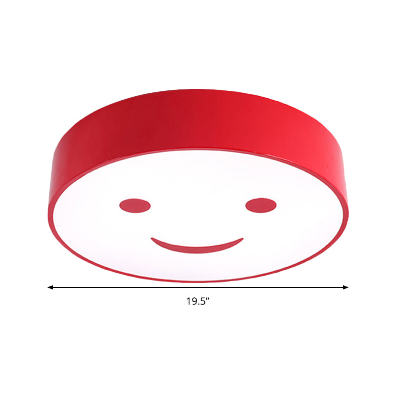 Baby Bedroom Round Flush Mount Light with Smiling Face Acrylic Kids LED Ceiling Lamp