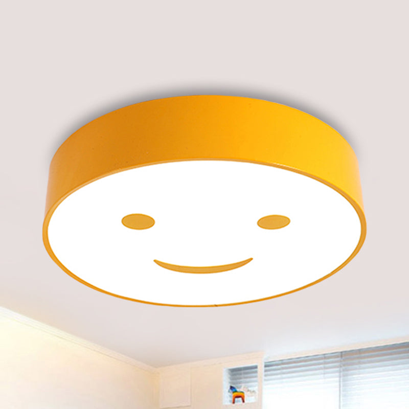 Baby Bedroom Round Flush Mount Light with Smiling Face Acrylic Kids LED Ceiling Lamp