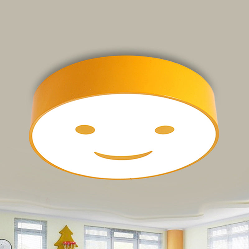 Baby Bedroom Round Flush Mount Light with Smiling Face Acrylic Kids LED Ceiling Lamp
