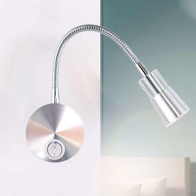 LED Corridor Reading Wall Light with Mini Metal Shade Warm/White Lighting Wall Sconce Lamp in Chrome